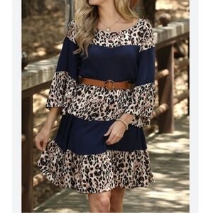 Ninexis midi dress leopard mix print